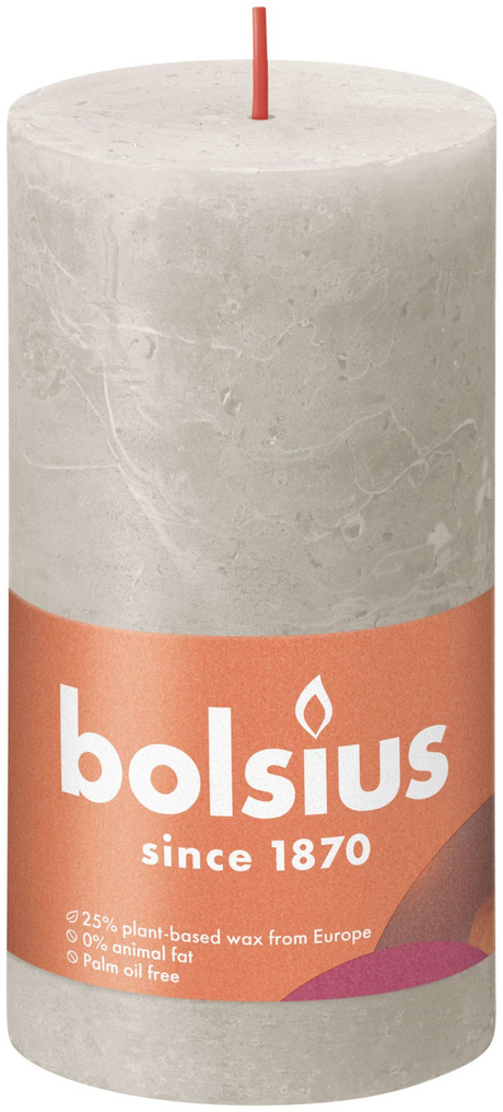 Колекция Bolsius shine rustic pillar candle 130 68 пясъчно сиво - пясъчно сиво