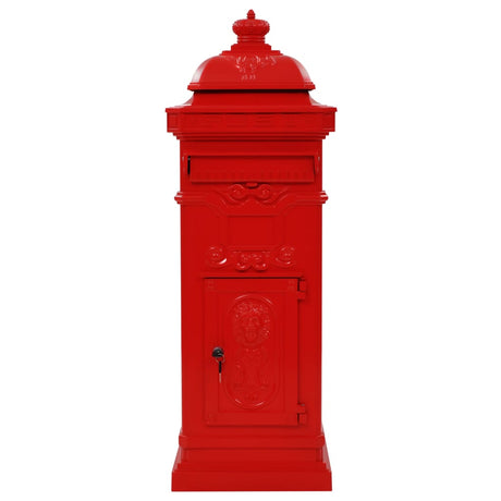 VidaXL pillar mailbox vintage style rust-resistant aluminum red