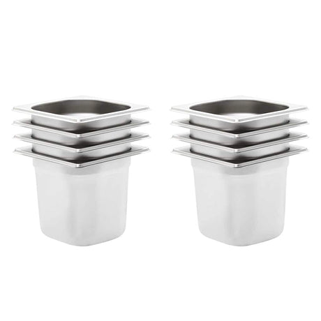 Vidaxl Gastronorm containers 8 pcs GN 1 6 150 mm stainless steel