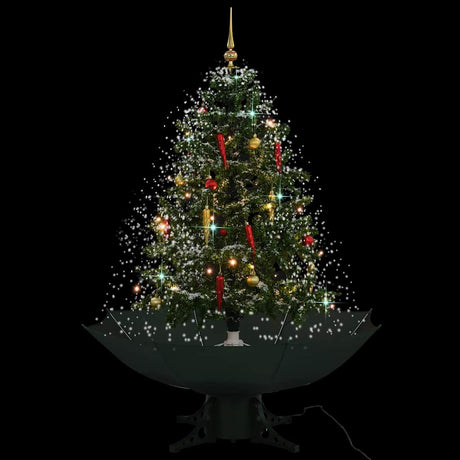 Vidaxl snowing Christmas tree with umbrella stand 140 cm green