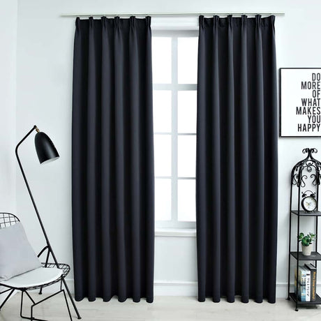 Vidaxl blackout curtains with hooks 2 pcs 140x245 cm anthracite