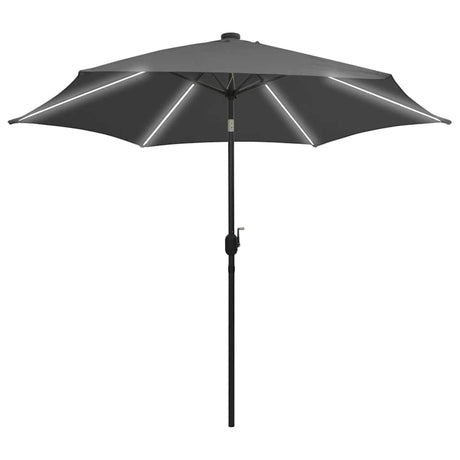 Vidaxl Parasol com iluminação LED e pólo de alumínio 300 cm antracite