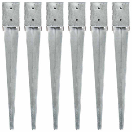 Vidaxl ground pegs 6 pcs 10x10x76 cm galvanized steel silver-colored