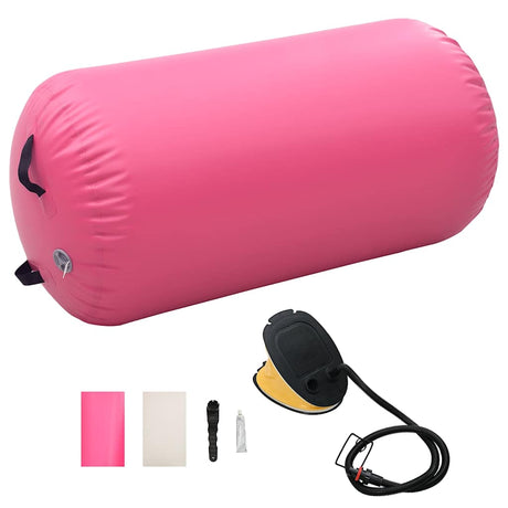 Vidaxl gymnastikkrolle med pumpe oppblåsbar 120x75 cm PVC rosa