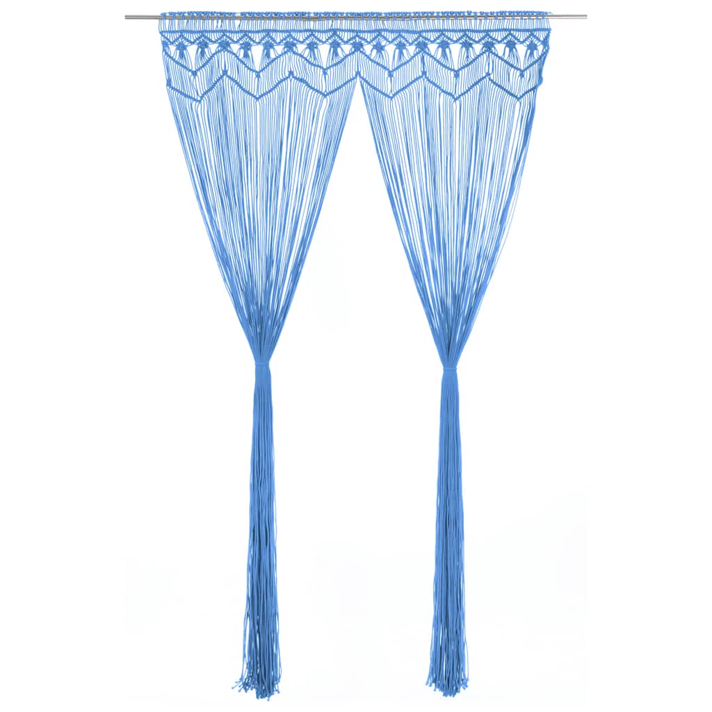 Vidaxl curtain macrame 140x240 cm cotton blue