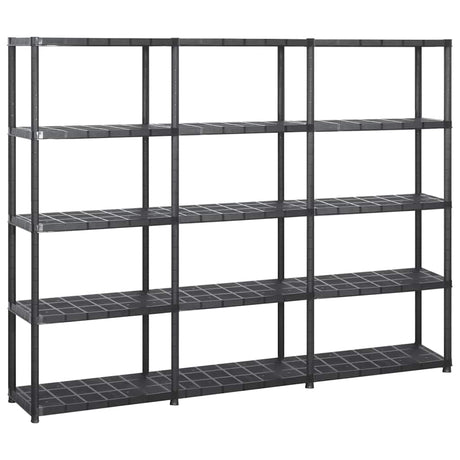Vidaxl 5-Tier Storage Rack 213x38x170 cm Plastic Black