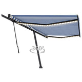 Awning VidaXL insínte de láimh le stiúir 500x300 cm gorm agus bán