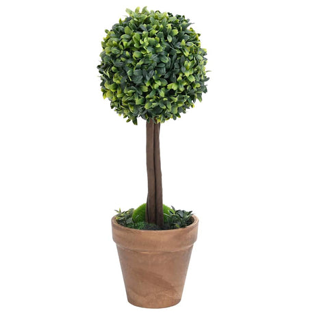 Vidaxl Artificial Plants with Pot 2 pcs Boxwood Ball Shape 41 cm Green