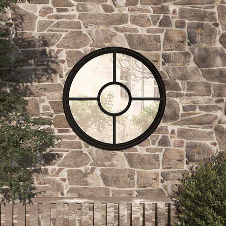 Vidaxl garden mirror round 60x4 cm iron black