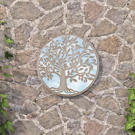 Vidaxl garden mirror round 60x2.5 cm iron sand-colored