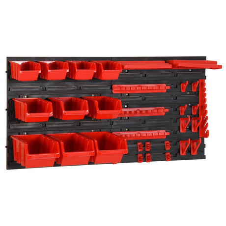 Vidaxl 35-Piece Sorting System Set 77x39 cm Polypropylene Red and Black