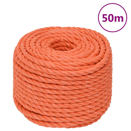 Vidaxl work rope 12 mm 50 m polypropylene orange