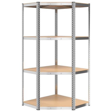Vidaxl corner shelf 4-layer steel and processed wood silver-colored