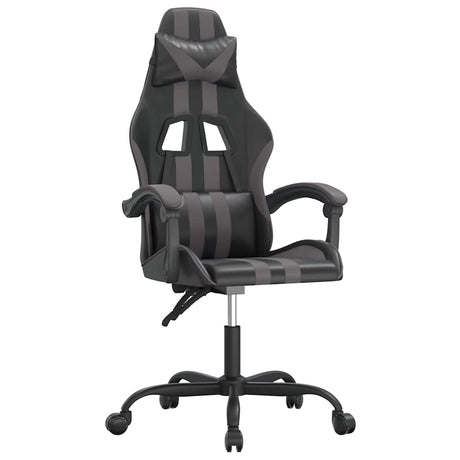 Vidaxl gamestoel draaibaar kunstleer zwart en grijs