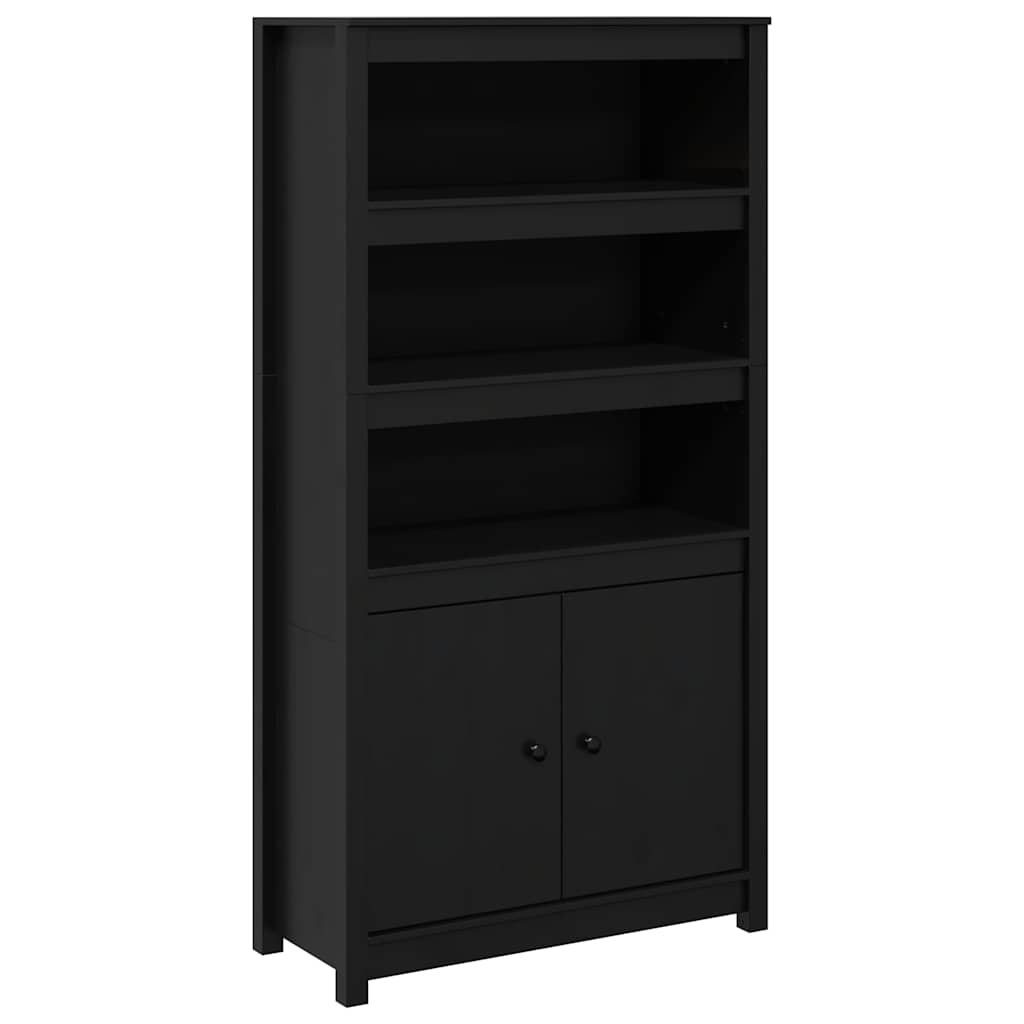 Vidaxl hoge kast 80x35x154 cm massief grenenhout zwart