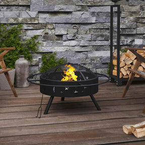 VidaXL fire pit with poker xxl 70 cm steel