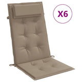 Vidaxl chair cushions 6 pcs high back oxford fabric taupe