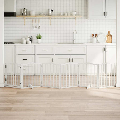 Vidaxx ausklappbar Hondspaart mat Dier 6 Paneele 300 cm Poplar Holz wäiss