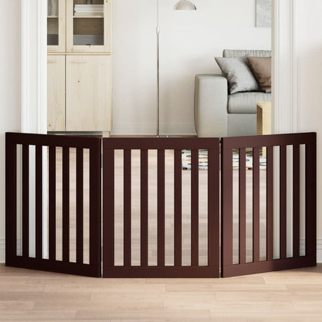 Vidaxl foldable dog gate 3 panels 150 cm poplar wood brown