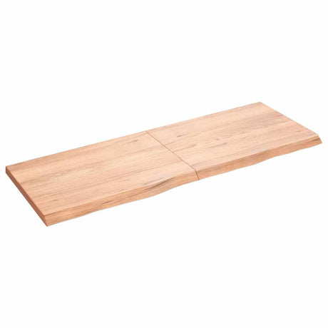 Vidaxl wandschap 140x50x(2-4)cm behandeld massief eikenhout lichtbruin