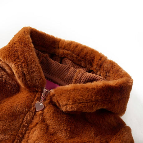 Vidaxl kids' hooded jacket size 92 faux fur cognac