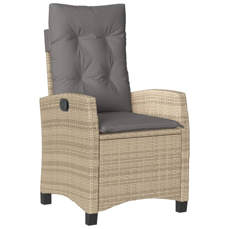 Vidaxl tuinstoel verstelbaar met kussens poly rattan gemengd beige