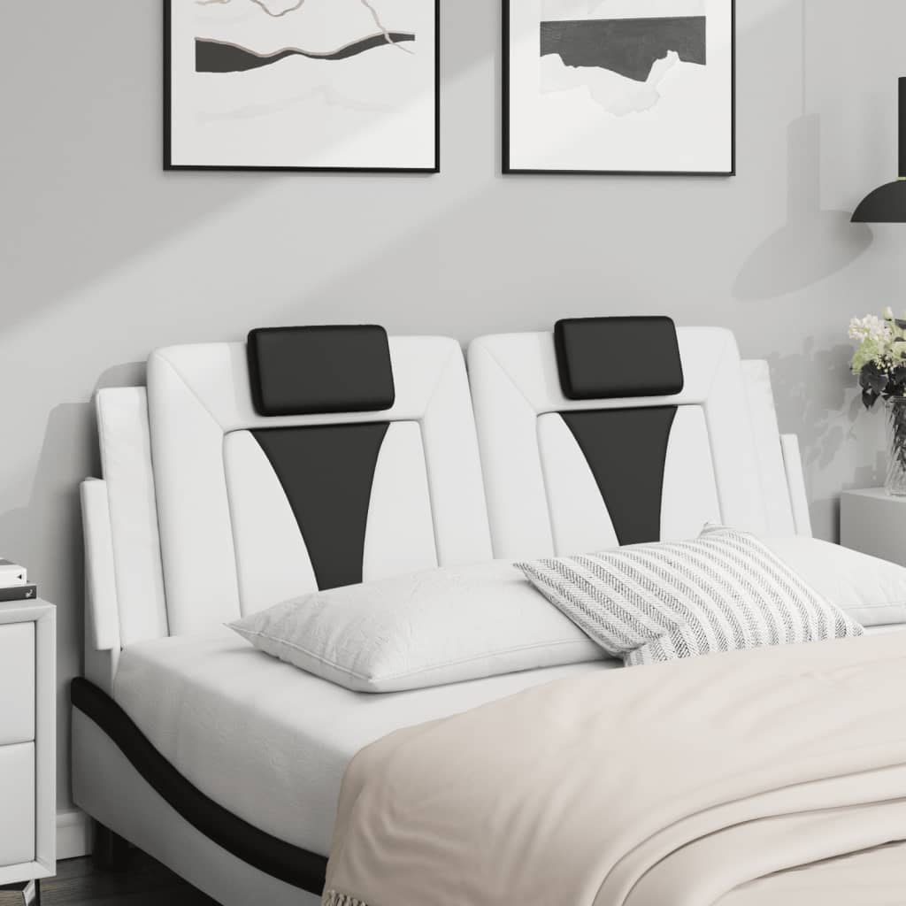 Vidaxl hoofdbordkussen viana 140 cm kunstleer wit en zwart
