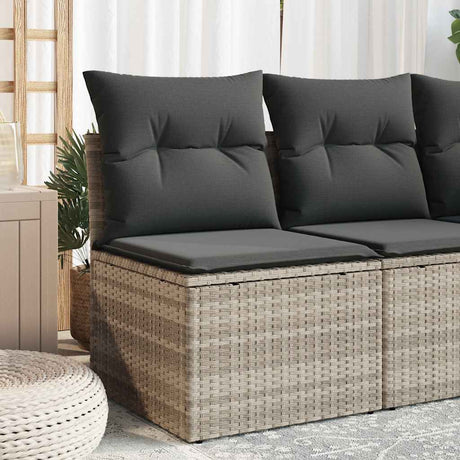 Vidaxl tuinbank zonder armleuning met kussens poly rattan lichtgrijs