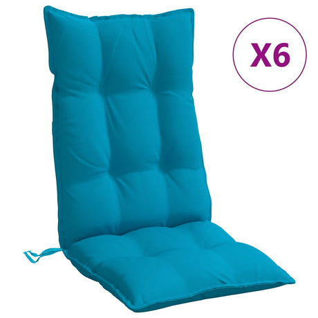 VidaXL chair cushions 6 pcs high back oxford fabric light blue