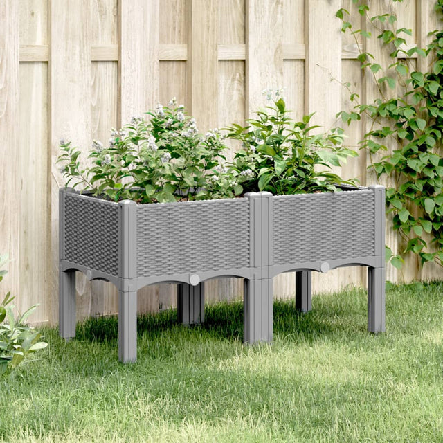 Саксия Vidaxx с крака 80x40x42 см полипропилен светло сива