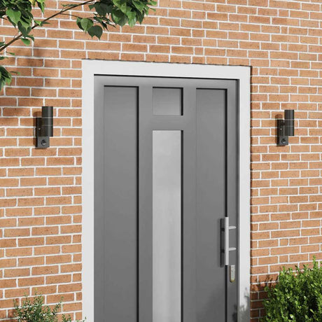 Vidaxx outdoor wall lamp 2 pcs black 7 x 10 x 22 cm stainless steel and glass