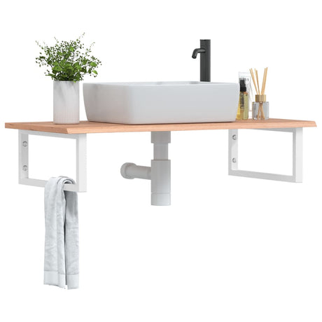 Vidaxl badkamer wandschap staal en massief eikenhout