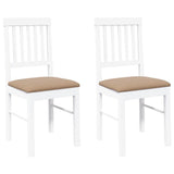 Vidaxl eetkamerstoelen met kussens 2 st massief hout rubber wit
