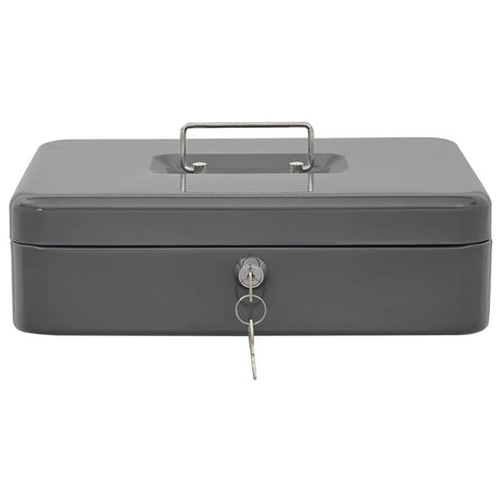 Vidaxl cash box met slot donkergrijs 30 x 24 x 9 cm staal