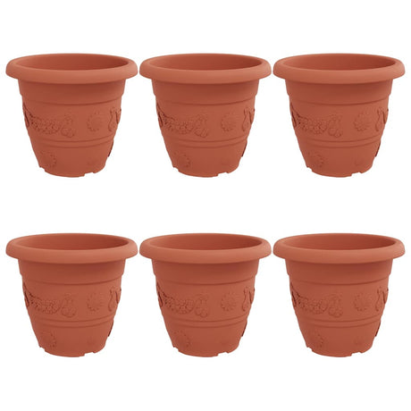 Vidaxl ronde bloempot 6 st baksteenrood ø 39 x 32 cm kunststof