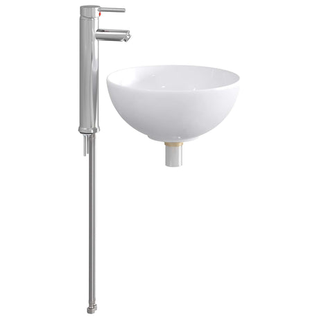 Vidaxl badkamer wastafel met kraan en afvoer chroom 32 x 32 x 13 cm