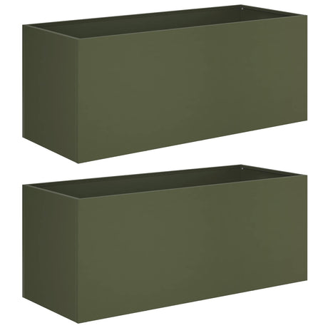 Vidaxl plantenbak 2 st olijfgroen 80 x 40 x 40 cm koudgewalst staal