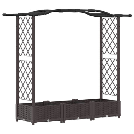 Vidaxl verhoogd bed met trellis en dak bruin 169 x 40 x 123 cm pp