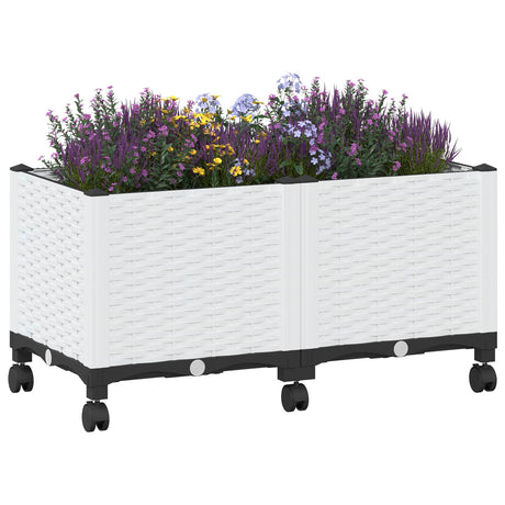 Vidaxl tuinschaal met wielen wit 80 x 40 x 44 cm pp