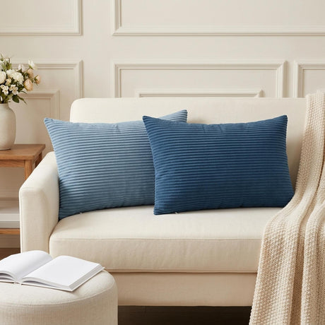Vidaxl kussensloop 6 st heerlen blauw 50 x 80 cm corduroy