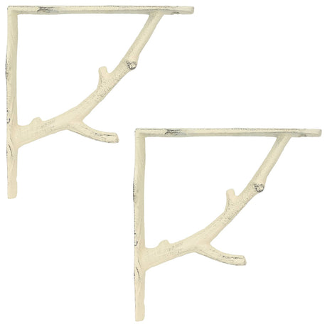 Vidaxl wandplankbeugels 2 st antiek wit 21,5 x 21,5 x 3,5 cm staal