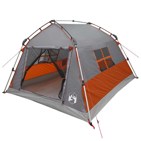 Vidaxl instant tent water-resistant 3-persoons grijs en oranje