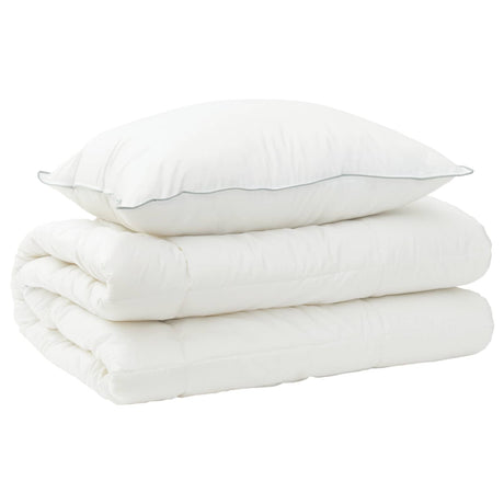 Vidaxl dekbed en kussen set 2 st 155x200 cm 4 seizoenen 350 gsm wol