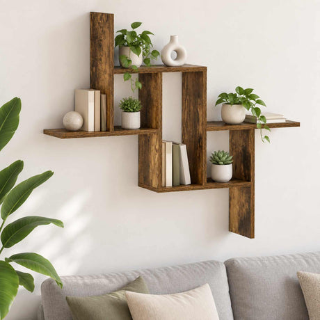 Vidaxl wandplank gerookt eiken 87 x 17 x 75 cm bewerkt hout