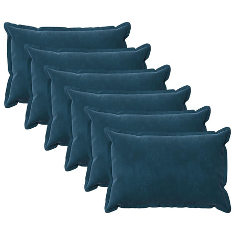 Vidaxl kussen met kussen houten 6 st blauw fluweel