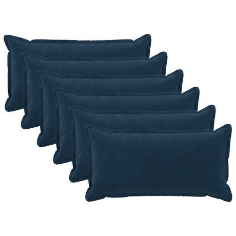 Vidaxl kussen met kussen houten 6 st blauw microfiber fleece