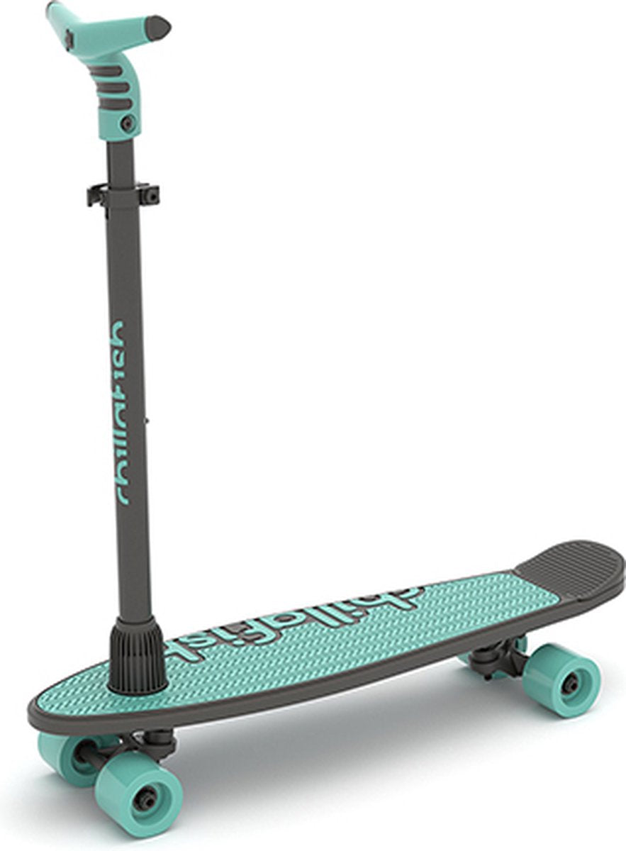 Chillafish skateboard and scooter 2-in-1 - children's scooter convertible into a skateboard - blue green - boys and girls 3 years and older - adjustable handlebars - model skatieskootie 2