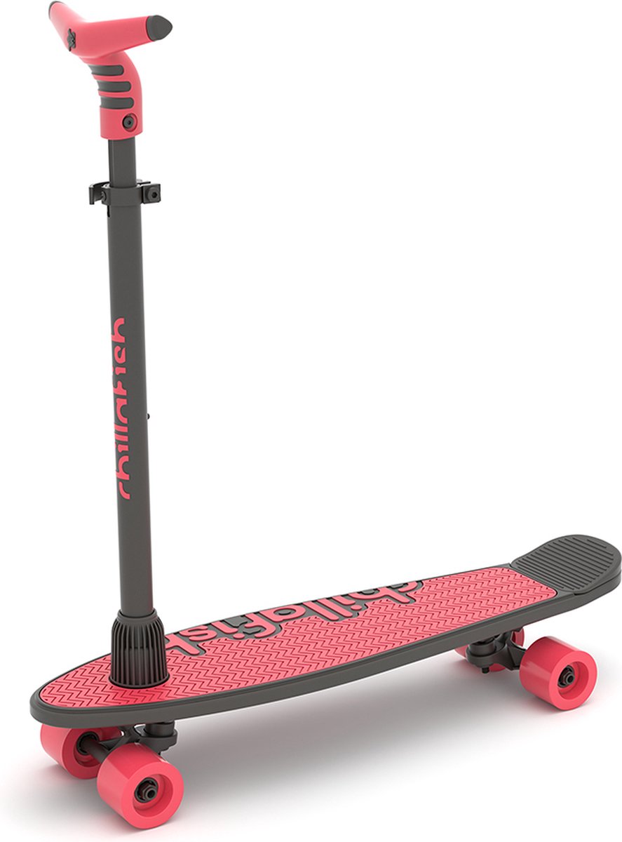 Chillafish skateboard and scooter 2-in-1 - children's scooter convertible into a skateboard - coral pink - boys and girls 3 years and older - adjustable handlebars - model skatieskootie 2