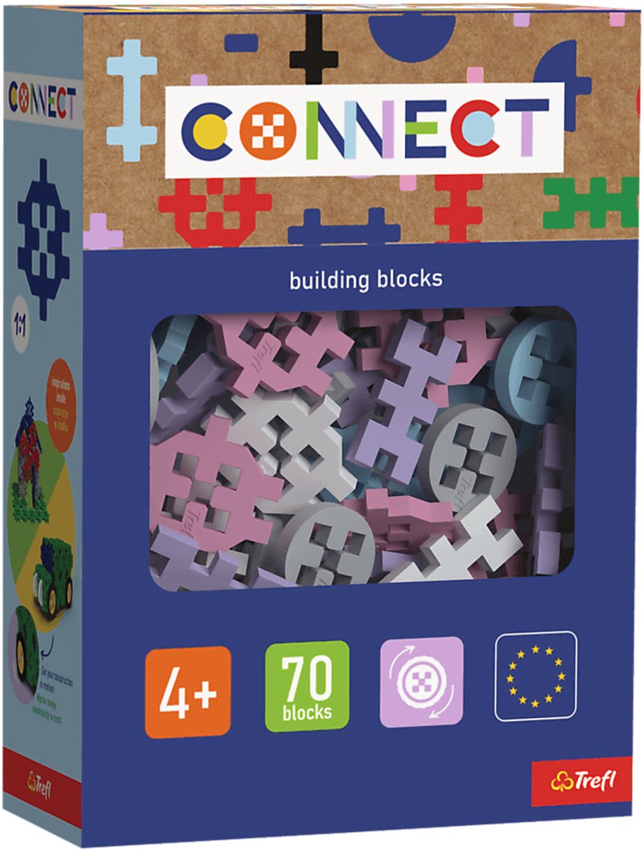 Trefl building blocks set - plastic construction toys - 70 pieces - from 3 years