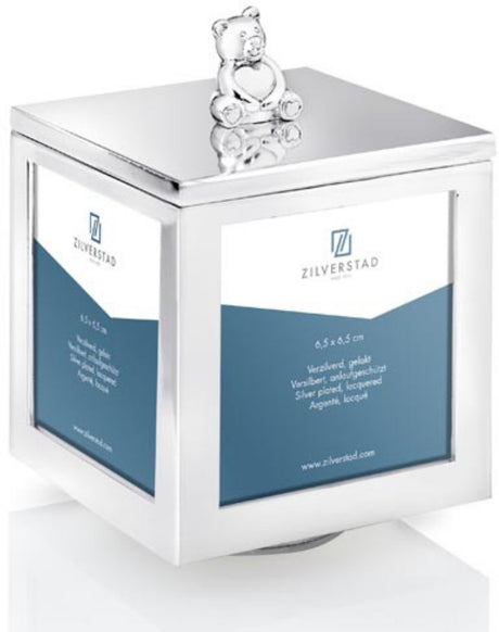 Zilverstad - photo frame box bear with heart + music box